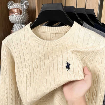Luxury Men's Brand Spring High Quality Knit Sweater Round Neck Jacquard Embroidery Long Sleeves Pullover Leisure Fashion Men's C