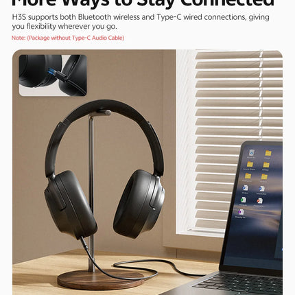 QCY H3S Over Ear Headphone Hi-Res LDAC Spatial Sound Headset H3S -56dB Adaptive ANC Wireless Earphone Bluetooth 6.0 102Hrs
