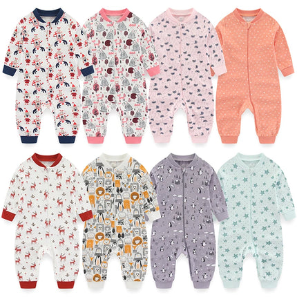 Unisex Rompers 2/3Pieces New Born Baby Girl Clothes Sets 0-24M Baby Boy Clothes Solid Color Zipper Cartoon Autumn Spring Bebes