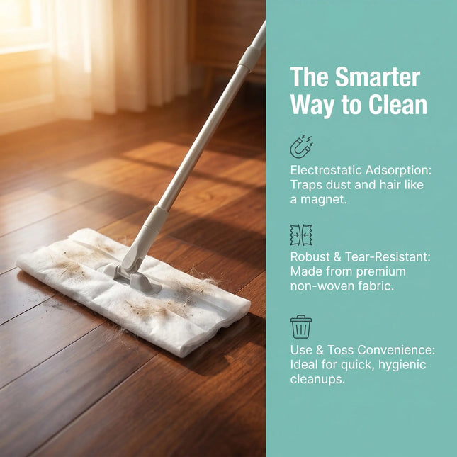 100pcs Disposable Dust Mop Dry Sweeping Cloths Dry Mop Broom Sweeper Cloth Non Woven Static Cleaning Floor Pads Refills