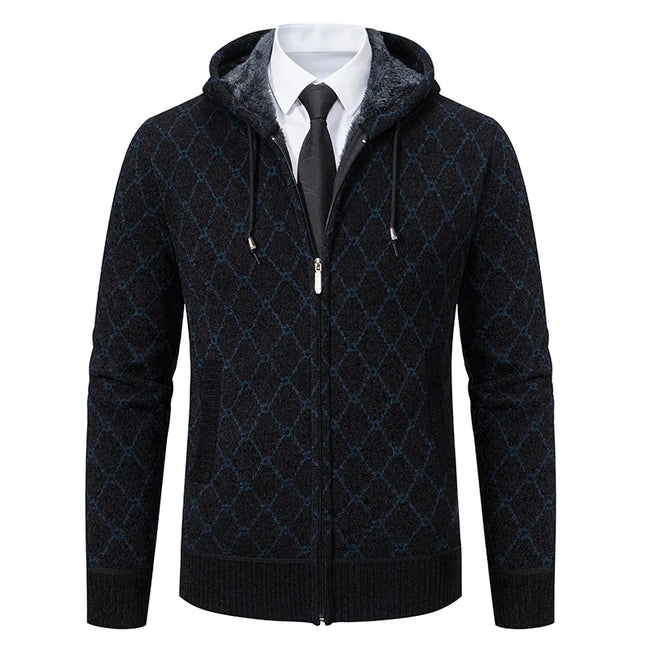 Winter plus velvet padded cardigan sweater men's sweater warm coat