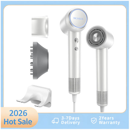 High-Speed Hair Dryer Fast Drying Without Extreme Heat Ionic Blow Dryer with 500M Negative Ions for Smooth, Frizz-Free Hair, Low-Noise Lightweight Blow Dryer with Diffuser & Concentrator, 4 Modes & 2 Airspeeds, Perfect for St