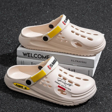 Men EVA Clogs Hollow Out Hole Sandals Adjustable Strap Non Slip Garden Work Shoes Waterproof Outdoor Pool Male Beach Slippers