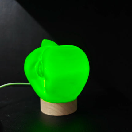 Abstract Apple Night Light,Wooden Base Ambient Lamp,USB Powered Desktop Decor,3D‑Printed Table Ornament