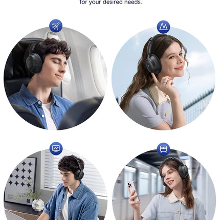 Baseus Bass Wireless Headphones Bluetooth 6.0 98% Noise Canceling Over Ear Headset Spatial Audio Earphone 80H Time