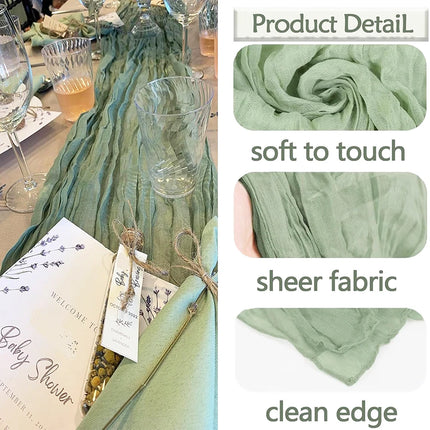 Sage Green Cheesecloth Table Runner Rustic Boho Gauze Blue Pink Table Runner Wedding Baby Shower Birthday Party Home Decorations