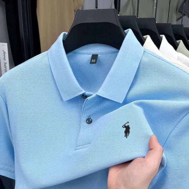 100% pure cotton high-end brand men's short sleeve polo shirt 2026 summer luxury fashion pony embroidery golf top casual T-shirt