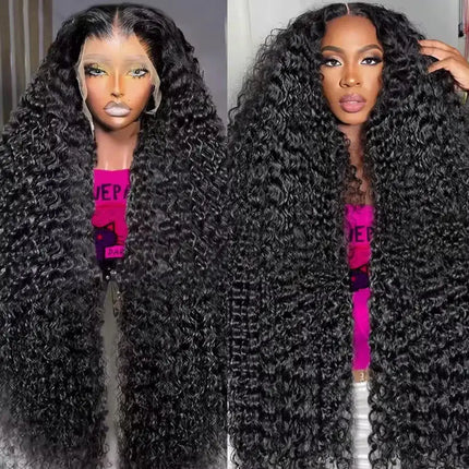Jerry Curly Human Hair Wig Natural Black Wide & Daily HD Lace 5x5 Long 16-42 Brazilian Virgin Hair Pre Plucked Undetectable Hairline Inch For Daily Hairstyle