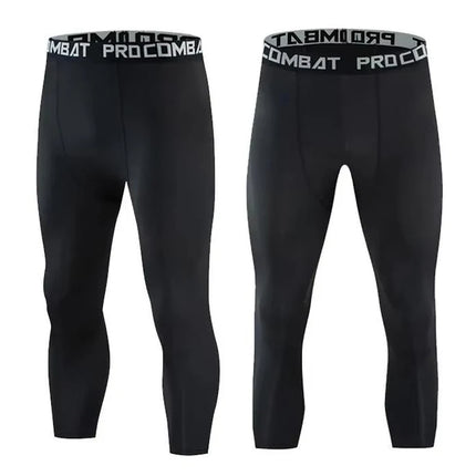Men's football and basketball leggings, high elasticity training, sports fitness, 7-point leggings, quick drying, breathable