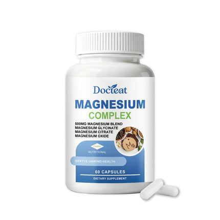 Triple Magnesium Complex Capsules with Glycinate Citrate and Oxide Daily Wellness and Mineral Nutrition Supplement 60 Count
