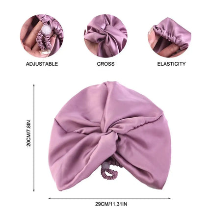 Pure Silk Turban Bonnets For Women Satin Sleeping Bonnet Hat Double Layer Twisted Hair Wrap Adjustable Silk Headwrap Hair Bonnet