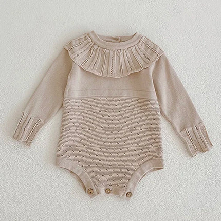 2024 New Autumn Winter Toddler Baby Boys Girl Knitted Romper Long Sleeved Solid Color Hooded Infant  Baby Knitted Jumpsuit