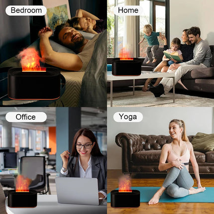 Flame Aroma Humidifier Essential Oils Diffuser Mini Air Humidifier For Home Automatic Fragrance Mist Maker With RGB Light