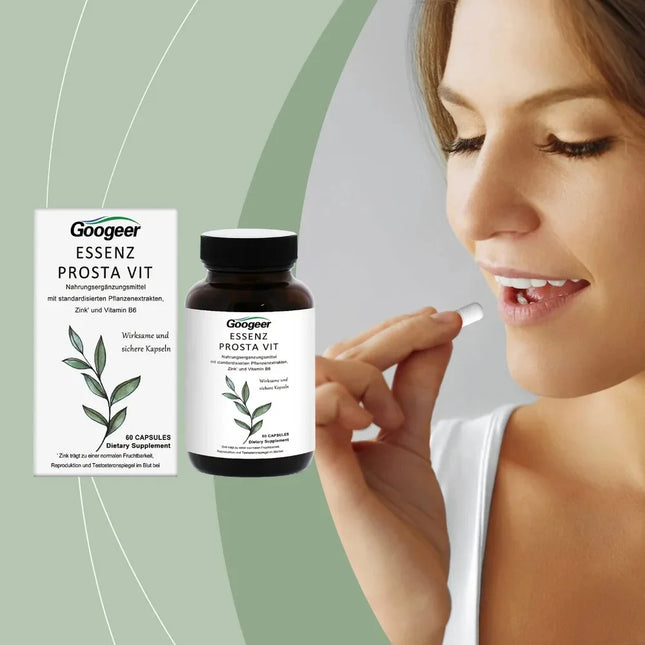 Googeer Essenz Prosta Vit Men’s Wellness Capsules with Zinc Vitamin B6 Saw Palmetto Nettle Root Support Vitality 60 Count