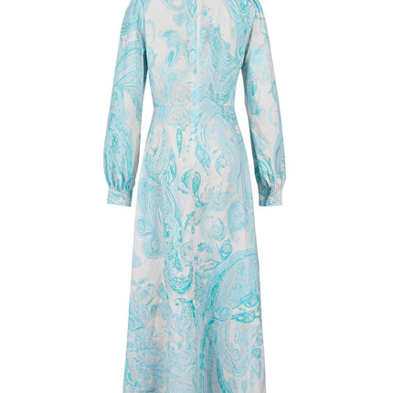 Women Long Sleeve Midi Dress Round Neck Loose Fit Casual Printed Spring Fall Everyday A Line Dresses