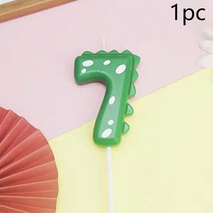 Green Dinosaur Number Candles 0-9 Kids Birthday Party Cake Decorations Cute Dino Themed Birthday Candles