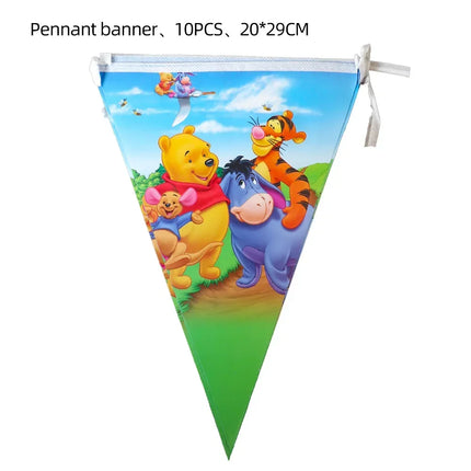 Winnie The Pooh Balloons Happy Birthday Banner Decoration Yellow Bear Party Supplies Backdrop Cake Topper Disposable Tableware