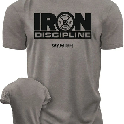 Men's T-shirt Street Sports Gym Steel Discipline Letter Print T-shirt Everyday Casual Short Sleeve T-shirt Men's Green T-shirt