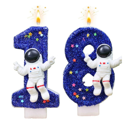 New 0-9 Number Birthday Candles original Starry Sky Astronaut birthday cake digital party anniversary candle decoration