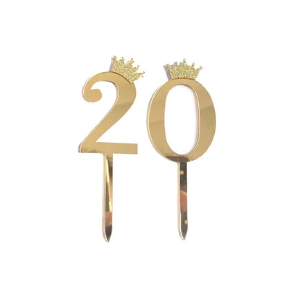 Happy Birthday Cake Topper Wedding Decorations Acrylic Cake Topper Gold Silver Numbers 10 16 18 20 30 Cake Decoration Tools