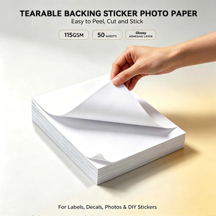 ESHANG 115GSM Glossy Printable Inkjet Sticker Photo Paper,A4 50 Sheets Papers For Handmade DIY, Product Labels, Cup Decorative