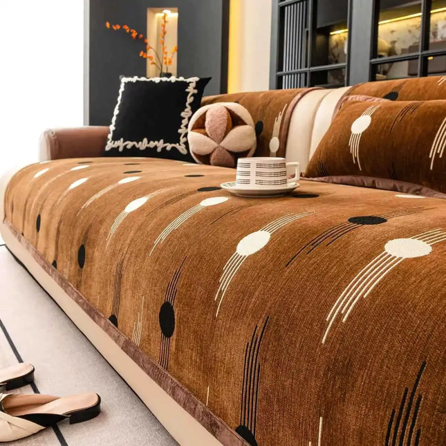 Luxury Soft Sofa Cover for Living Room Non-Slip Solid Thick Sofa Cushion Mat Simple Style Plush Sofa Towel Home Couch Decor