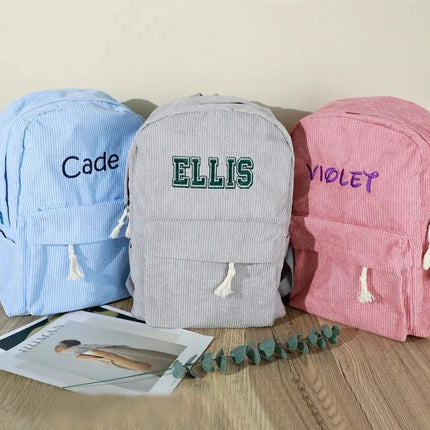Kids School Bag Personalized Toddler Backpack Embroidered Name Child Corduroy Backpack Birthday Gift Laptop Bag Back to School