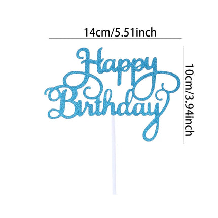 50PCS 5 Colors Happy Birthday Cake Toppers Glitter Birthday Cake Topper Cupcake Topper Cake Decorations Party Supplies