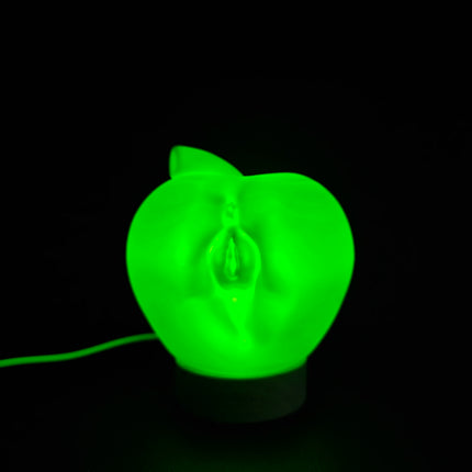 Abstract Apple Night Light,Wooden Base Ambient Lamp,USB Powered Desktop Decor,3D‑Printed Table Ornament