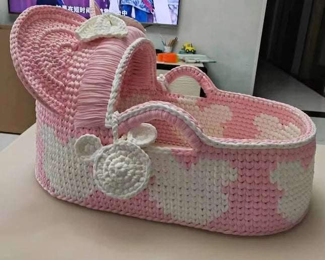 for Star Poly Color Hand Knitted Moses Baby Basket Portable Change Cradle Bed Baby Storage Basket Wholesale
