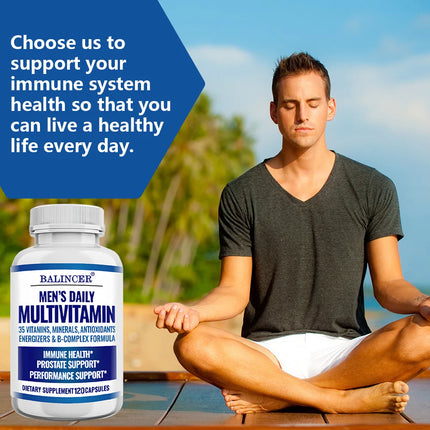 Men's Daily Multivitamin, Vitamins & Minerals, Daily Nutrition, Digestion, Brain, Skin Health, Immunity & Energy Support