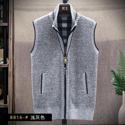 Sweater Cardigan Vest Men's Wear Fall and Winter Knitwear Warm Padded Thickened Jacket Zip Knittwear Harajuku