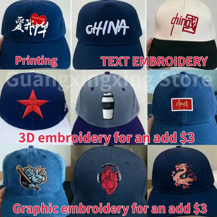 Customized baseball cap 3D embroidered sun hat unisex cotton design LOGO picture printing hat wholesale