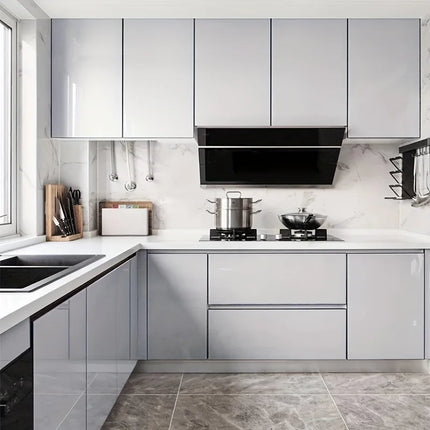 Black Glossy Contact Paper Self-Adhesive Removable PVC Wallpaper Peel and Stick Wall Stickers for Kitchen Furniture Decoration
