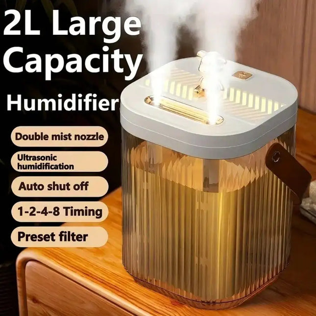 1 Pack 60.88oz Silent Humidifier with Night Light 3 Mist Modes 2 Nozzles for Indoor Home Office Large Capacity
