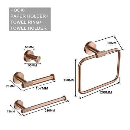 Brushed Rose Gold Brass Knurled Toilet Brush Holder Toilet Paper Holder Towel Bar Rail Rack Hanger Hook Soap Dish Hardware Set
