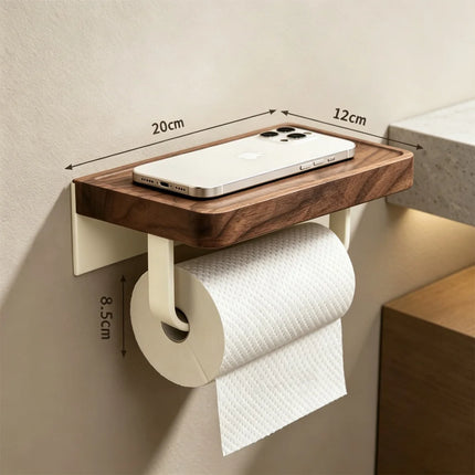 Modern Luxury Bathroom Accessories Set Walnut Wood Towel Rack Wall Mounted Bathroom Hardware Set Shelf Hooks Toilet Paper Holder