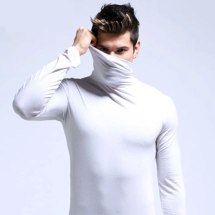 2026 New Men's Thermal Turtleneck Shirt Autumn Winter Warm Breathable Slim Fit Long Sleeve Business Casual Solid Base Layer Top