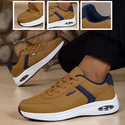 2026 New Walking Sports Shoes Leather Waterproof Casual Sports Shoes Non-slip Shock Absorption Running Shoes Men's Tennis Shoes