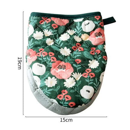 Flower Cotton Printed Baking Oven Gloves Home Kitchen Hot Resistant Heart-shaped Hand Clip Insulation Pad