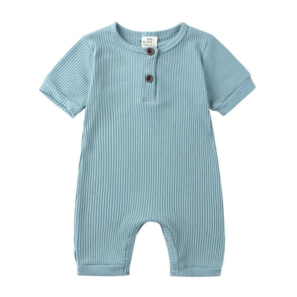 2026 Baby Boy Romper Girl Outfits Playsuit Summer Wear Cotton Infant Thin Jumpsuit Ribbed Clothes Knitted Stretch Toddler Onesie