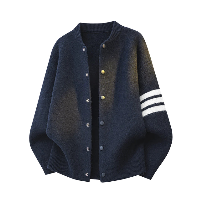 Luxury Men's Knitted Cardigan Sweater Spring Autumn Business Pure Color Versatile Fashionable Outerwear Knitwear Workwear Coats