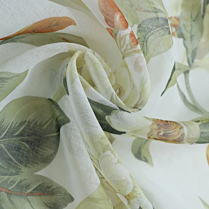 Red Floral Sheer Curtains for Living Room