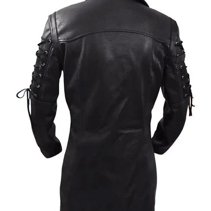 New Steampunk Men's Gothic Trench Coat Leather Jacket Punk Style Biker Jacke Autumn Winter Motocycle Jacket