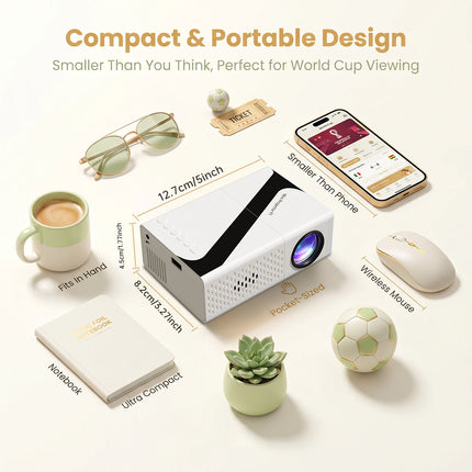 Portable Projector 4K Decoding 720P Native Supports Mobile Phone Projection, Suitable for IOS/TV Stick/USB/Laptop Other Devices