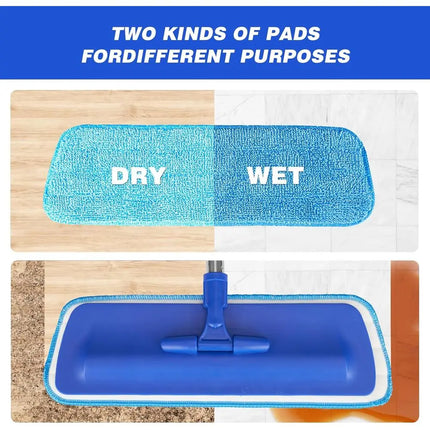 17.5 Microfiber Floor Cleaning Mop with Stainless Steel Handle, 2 Washable Pads for Wet and Dust Mopping on Hardwood, Vinyl, Lam