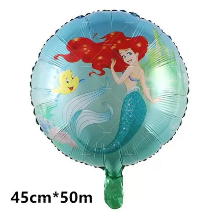 Mermaid Balloons The Little Princess Happy Birthday Banner Party Decoration Disposable Tableware Cake Topper Background Stickers