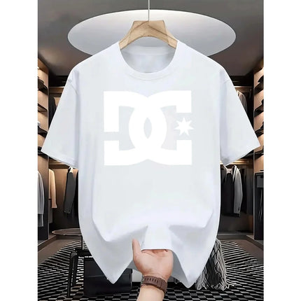 Casual Letter Pattern Print Tee Polyester Anti Wrinkle Short Sleeve Men Women Daily Tshirt