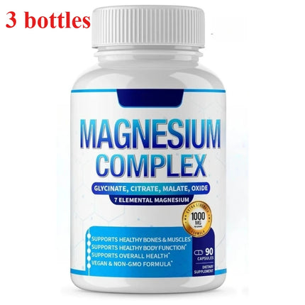 90 Pieces Magnesium Complex Capsule Contain 7 Ingredient – Glycinate Citrate and  Malate Etc 1000mg Health Nutrition Support