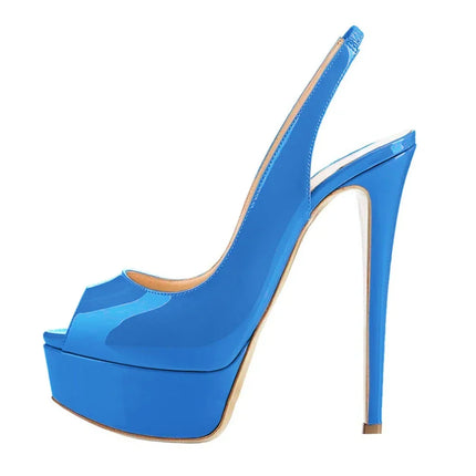 LOSLANDIFEN New 14CM Platform Super High Heels For Woman Sexy Open Toe Sandals Gladiator Party Dress Women Shoes Plus Size 44